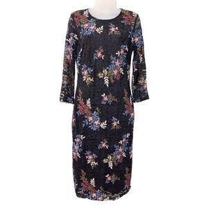 Bisou Bisou Dress Lace Floral Embroidered Midi Dress Size 8